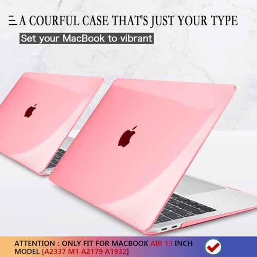 CISSOOK for MacBook Air 13 Inch Case Pink,Plastic Hard Shell Case with Keyboard Cover and Screen Protector for MacBook Air 13 2021-2018 Released A2337 M1 A2179 A1932 Model with Touch ID - Clear Pink - Image 3