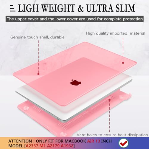 CISSOOK for MacBook Air 13 Inch Case Pink,Plastic Hard Shell Case with Keyboard Cover and Screen Protector for MacBook Air 13 2021-2018 Released A2337 M1 A2179 A1932 Model with Touch ID - Clear Pink - Image 4