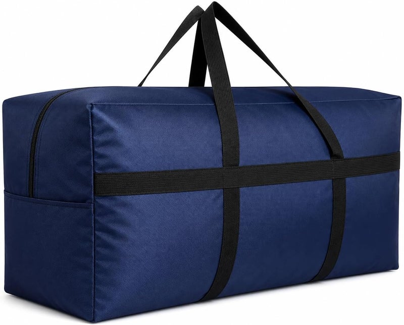 DoYiKe Extra Large Storage Duffle Bag with Zippers and Handles, Heavy Duty Blue Big Foldable Bag for Travel-56x27x15Inch - Image 1