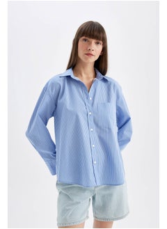 Woman Woven Oversize Fit Long Sleeve Shirt - pzsku/ZF54F67210069C68BD299Z/45/_/1723972034/cd7be99b-d230-4027-b00f-e1385513c685