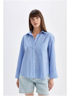 Woman Woven Oversize Fit Long Sleeve Shirt - pzsku/ZF54F67210069C68BD299Z/45/_/1723972036/7c6f2ad7-876d-4973-8da0-47297b2ae6e4