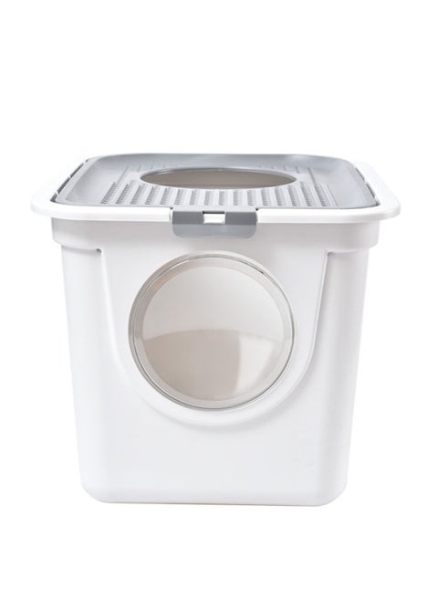 Foldable Enclosed Cat Litter Box, Cat Potty with Front Door & Top Entry, Pull-Out Drawer Type, Cat Toilet with Lid, Easy Cleaning and Anti-Splashing Cat Litter Tray with Plastic Scoop