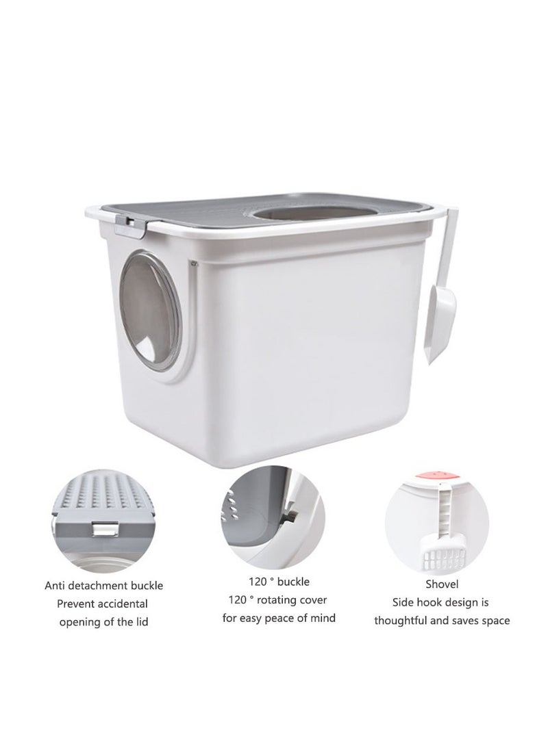 Arabest - Foldable Enclosed Cat Litter Box, Cat Potty with Front Door & Top Entry, Pull-Out Drawer Type, Cat Toilet with Lid, Easy Cleaning and Anti-Splashing Cat Litter Tray with Plastic Scoop - Image 1
