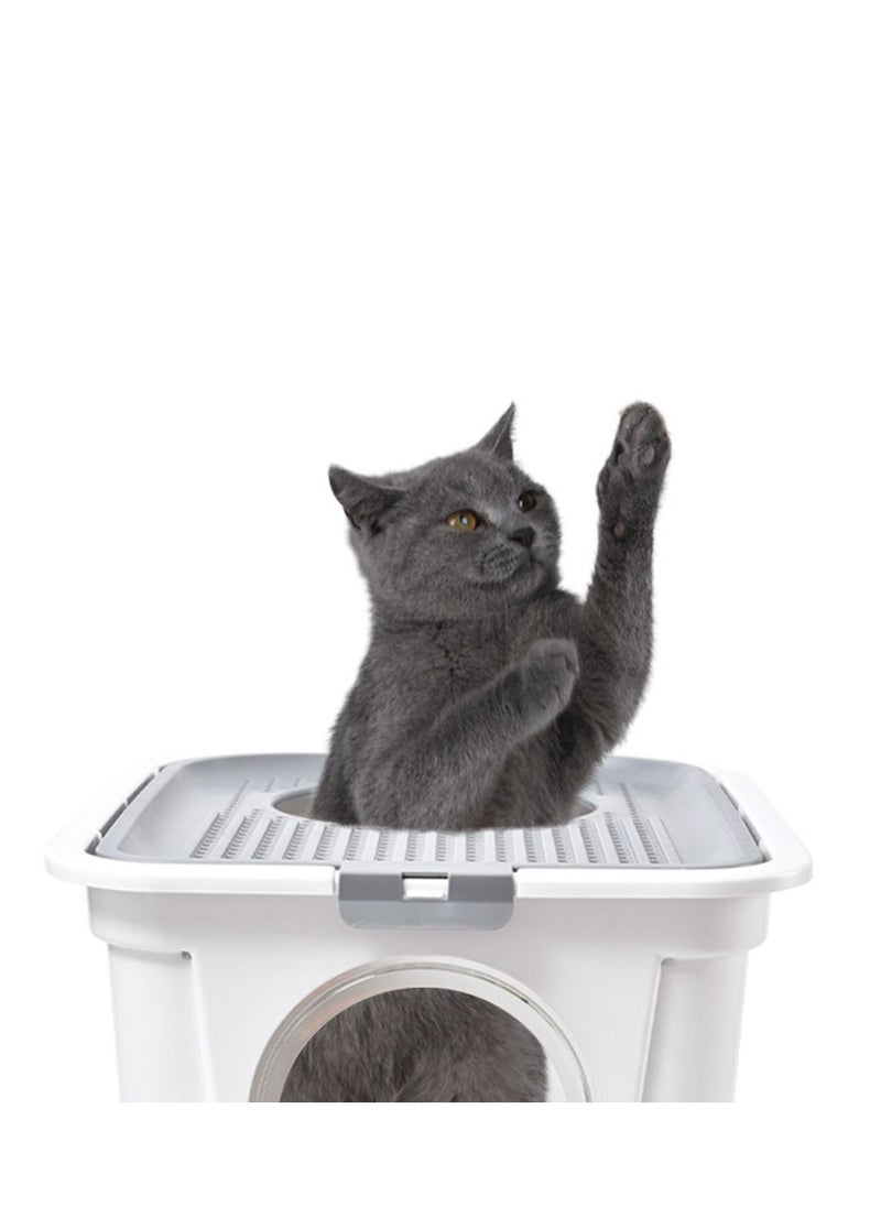 Arabest - Foldable Enclosed Cat Litter Box, Cat Potty with Front Door & Top Entry, Pull-Out Drawer Type, Cat Toilet with Lid, Easy Cleaning and Anti-Splashing Cat Litter Tray with Plastic Scoop - Image 1