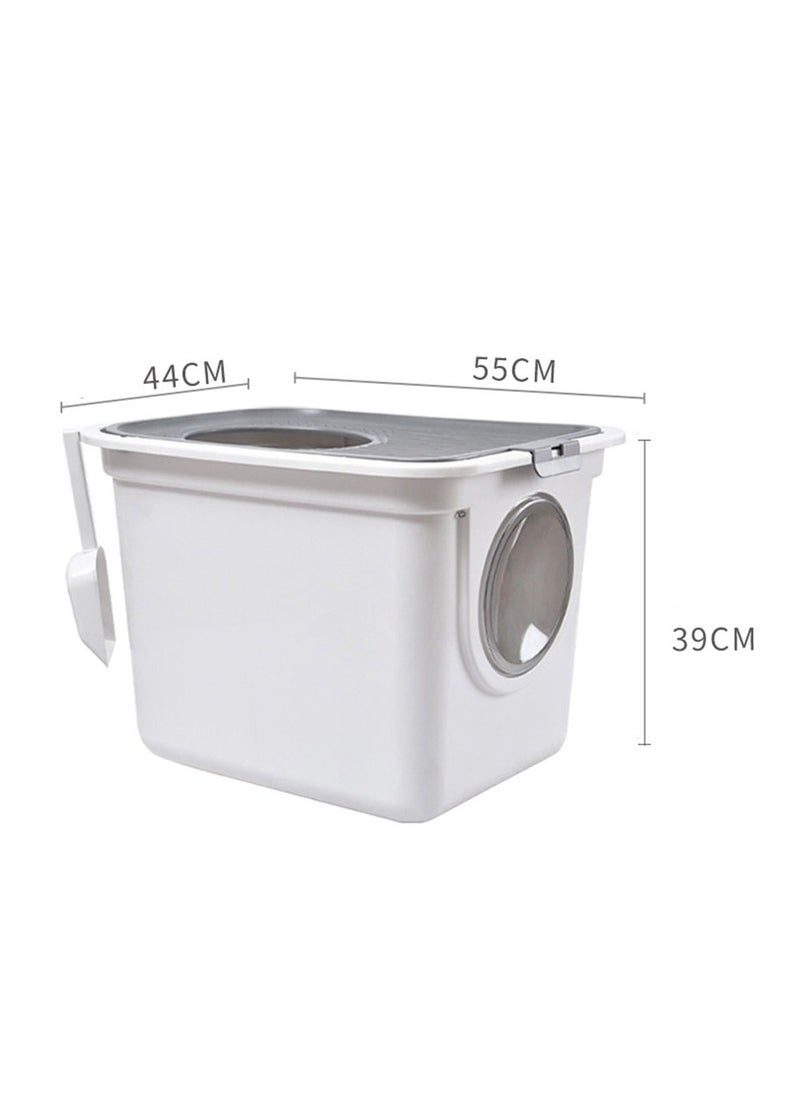 Arabest - Foldable Enclosed Cat Litter Box, Cat Potty with Front Door & Top Entry, Pull-Out Drawer Type, Cat Toilet with Lid, Easy Cleaning and Anti-Splashing Cat Litter Tray with Plastic Scoop - Image 1