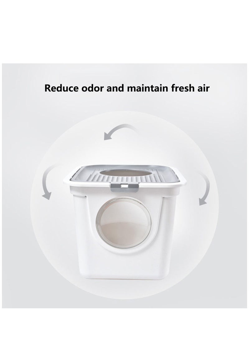 Arabest - Foldable Enclosed Cat Litter Box, Cat Potty with Front Door & Top Entry, Pull-Out Drawer Type, Cat Toilet with Lid, Easy Cleaning and Anti-Splashing Cat Litter Tray with Plastic Scoop - Image 1