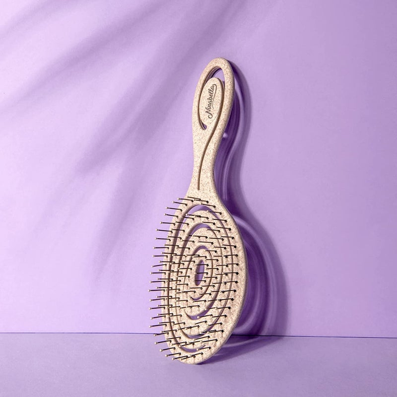 Ninabella Detangle Hair Brush for Women & Men - Does not Pull - Straightening Brushes for Straight & Curly Hair - Unique Spiral Detangling Hairbrush - Cream - Image 5