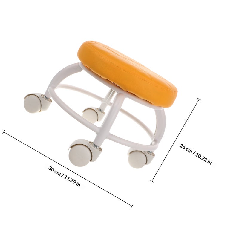 Rotating Low Stool With Wheels Rolling Stool Spa Chair Pu Cushioned Massage Stools orange Rolling Beauty Stool For Nail Chair And Shoe Changing - Image 2
