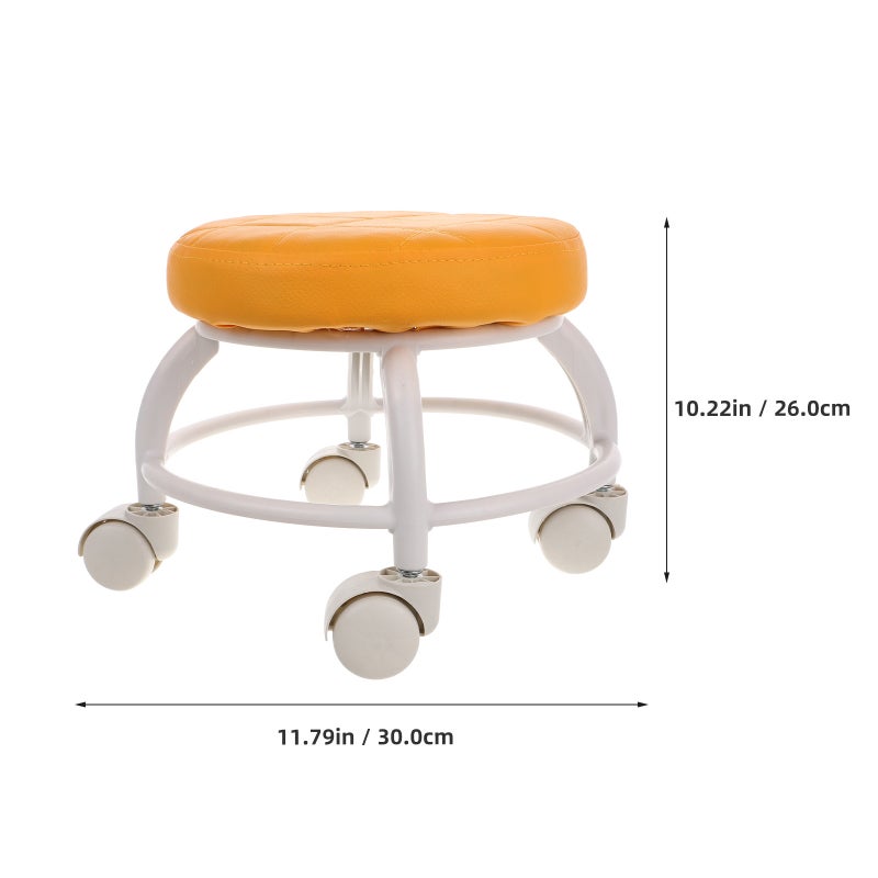 Rotating Low Stool With Wheels Rolling Stool Spa Chair Pu Cushioned Massage Stools orange Rolling Beauty Stool For Nail Chair And Shoe Changing - Image 4