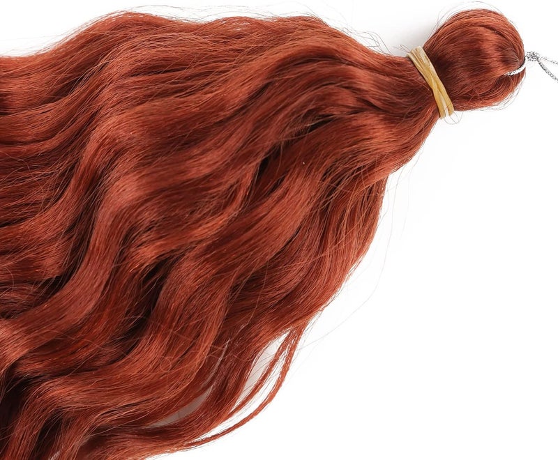MAYSA Ocean Wave Crochet Hair Extension Copper Curly Braiding Crochet Hair Synthetic Deep Wave Crochet Hair Extensions 22 inch 6packs #350 Copper Red - Image 5
