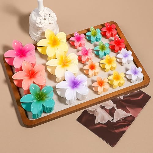 Cerrito 9 Pcs Colorful Flower Hair Claw Clips for Women & Girls, Gradient Lily Design in Multiple Sizes, Strong Hold, Cute & Stylish Hair Accessories for Daily Use, Travel & Gifting,Plastic, Multicolor - Image 1