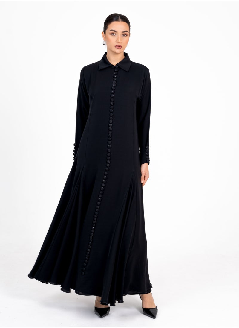 Rosette Abaya French abaya with Button style  - Image 4