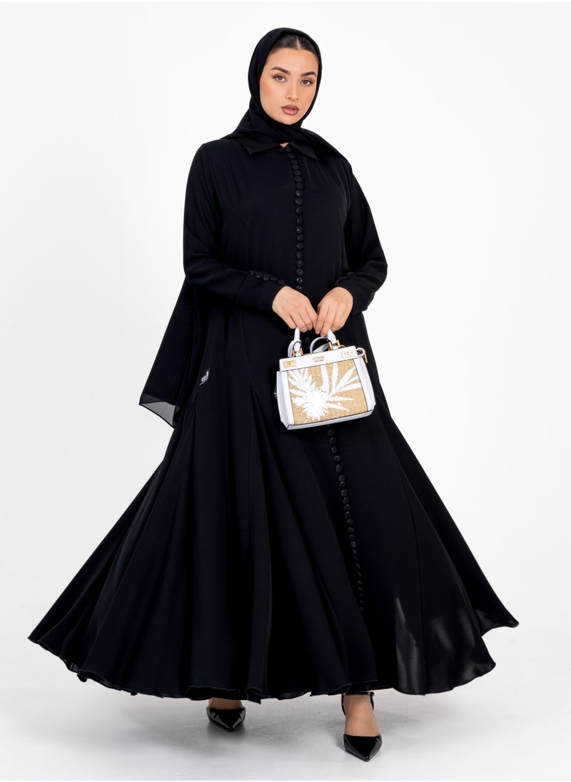 Rosette Abaya French abaya with Button style  - Image 5