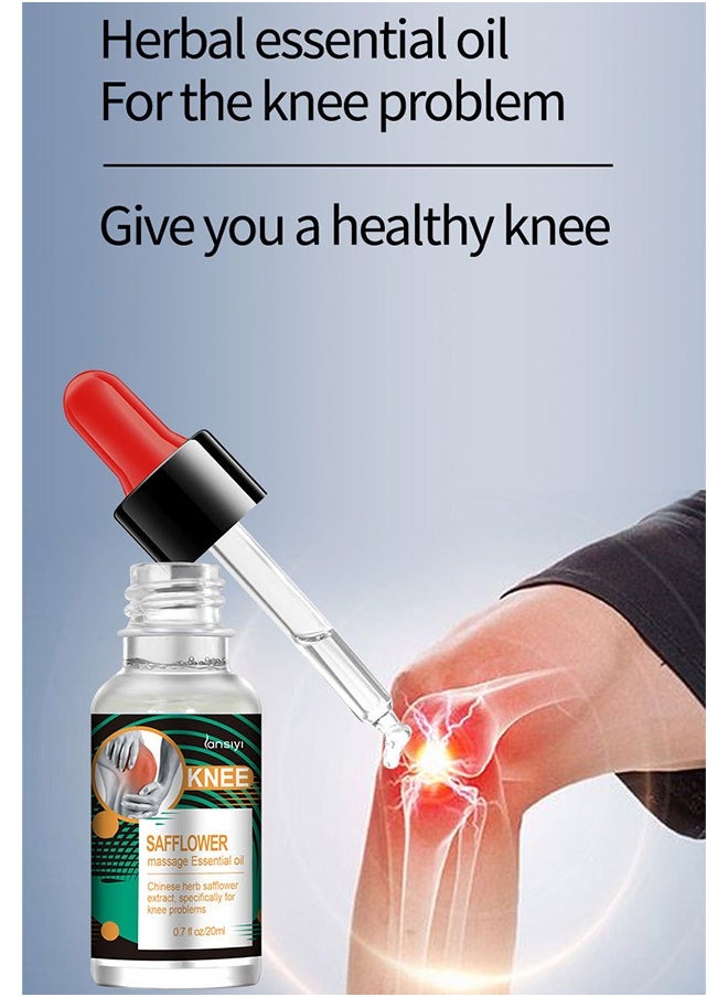 20ml Natural Extract Herbal Massage Oil for Knee Pain Sore Relief Soothing Warming Relaxing Joints Muscles Includes Safflower and Ginger Oil