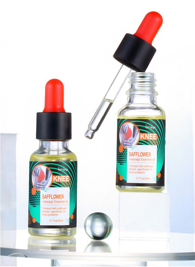 20ml Natural Extract Herbal Massage Oil for Knee Pain Sore Relief Soothing Warming Relaxing Joints Muscles Includes Safflower and Ginger Oil