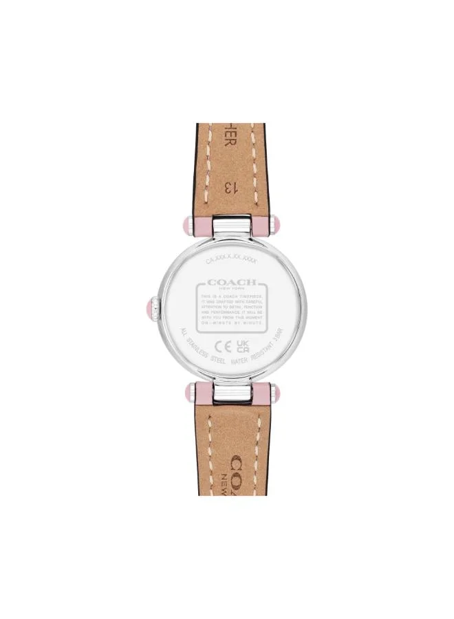 كوتش Women's Quartz Watch, Pink Dial, Pink Leather Strap