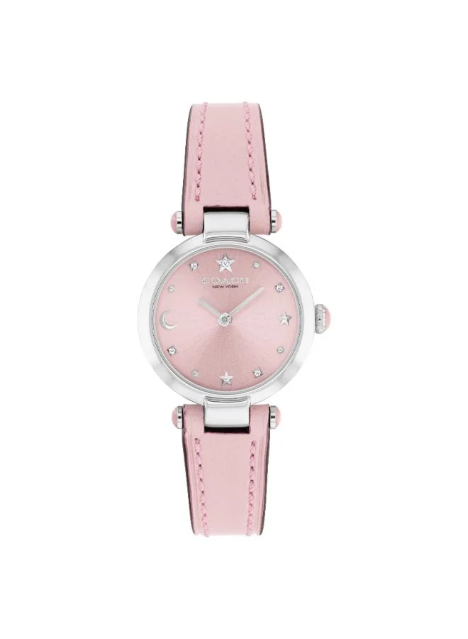 كوتش Women's Quartz Watch, Pink Dial, Pink Leather Strap