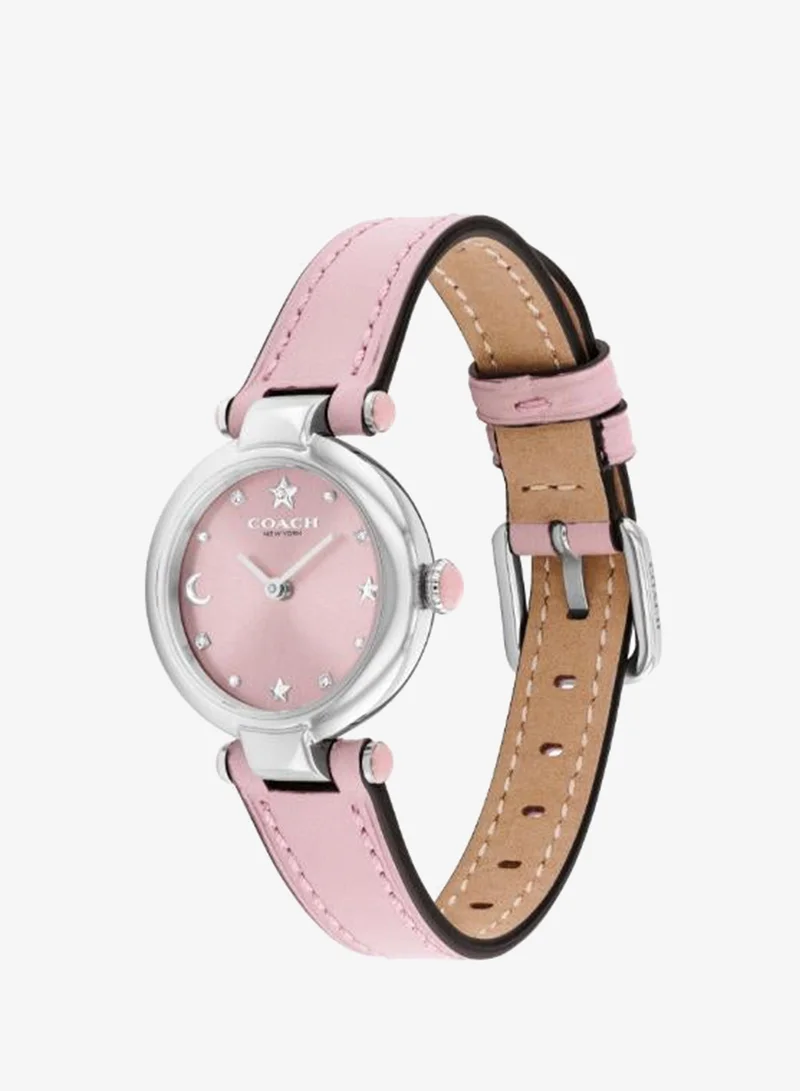 Coach  Women's Quartz Watch, Pink Dial, Pink Leather Strap for Women | Best Price UAE