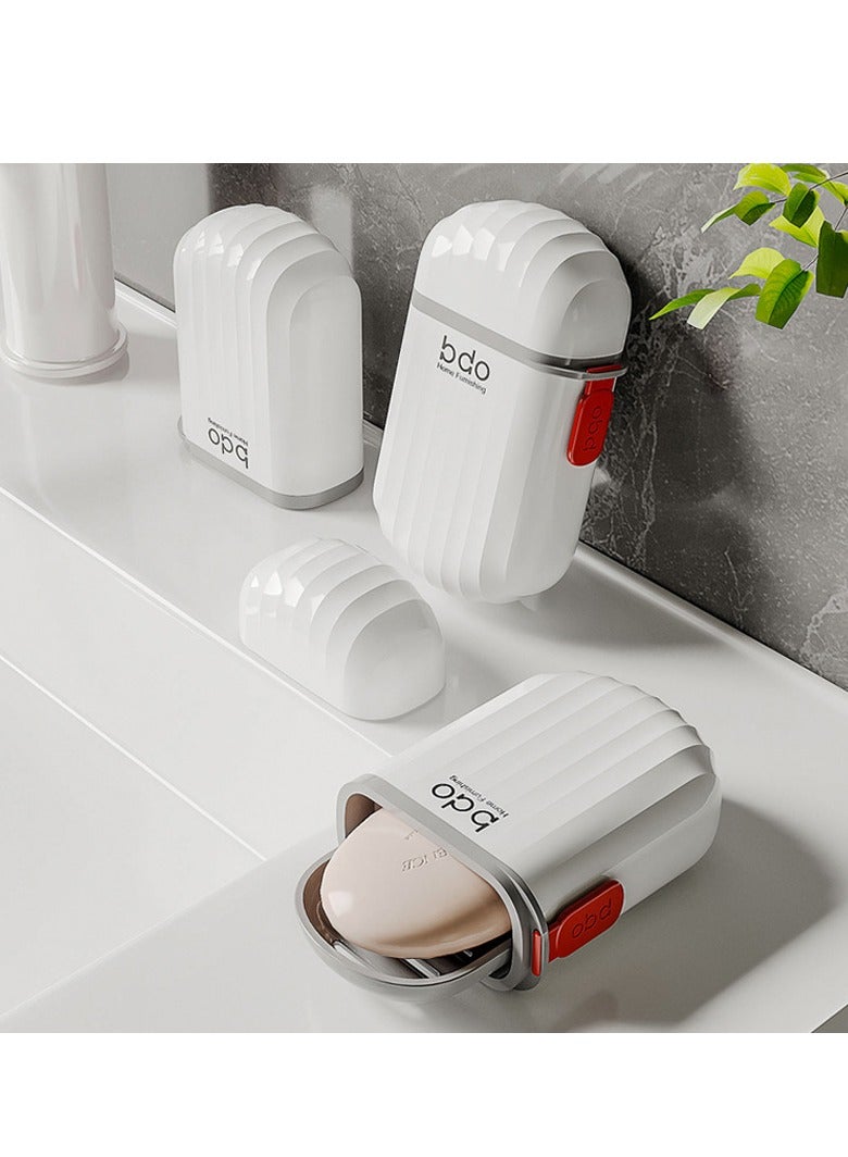 ميكسد 2 قطعة السفر الصابون مربع ، مع غطاء ، محمولة مضادة للفيضان علبة الصابون ، المدمج في رف الصرف الصحي - Image 4