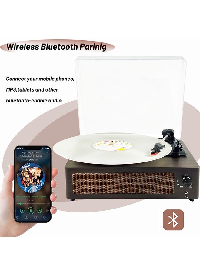 Garlo - Vinyl Record Player Turntable with Built-in Bluetooth Receiver & 2 Stereo Speakers, 3 Speed 3 Size Portable Retro Record Player for Home Decoration and Entertainment - Image 1