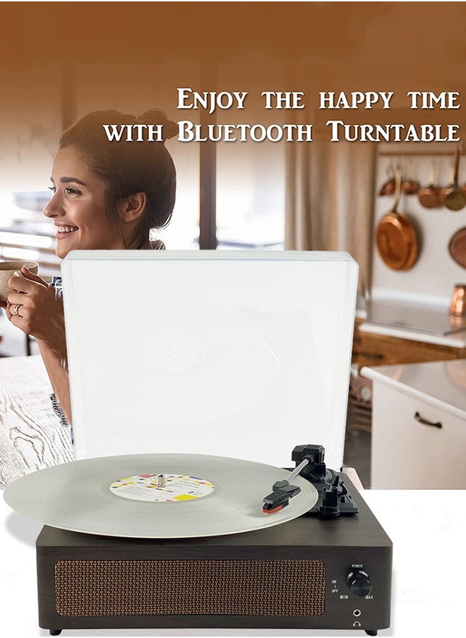 Garlo - Vinyl Record Player Turntable with Built-in Bluetooth Receiver & 2 Stereo Speakers, 3 Speed 3 Size Portable Retro Record Player for Home Decoration and Entertainment - Image 1