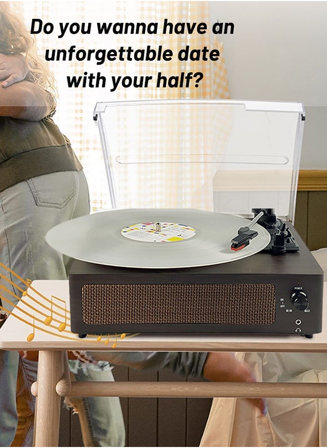 Garlo - Vinyl Record Player Turntable with Built-in Bluetooth Receiver & 2 Stereo Speakers, 3 Speed 3 Size Portable Retro Record Player for Home Decoration and Entertainment - Image 1