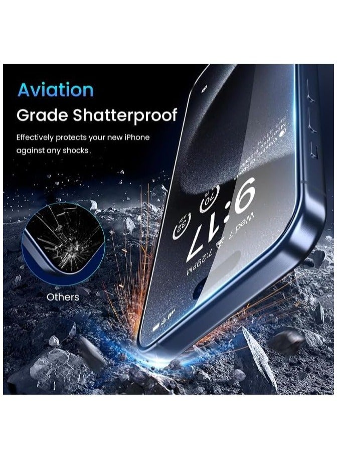 إلترازون مجموعة مكونة من 3 واقيات شاشة مصممة لهاتف iPhone 15 Pro Max من الزجاج المقسى المضاد للخدش وواقي شاشة عالي الدقة من الحافة إلى الحافة لتغطية كاملة لهاتف Apple iPhone 15 Pro Max - Image 2