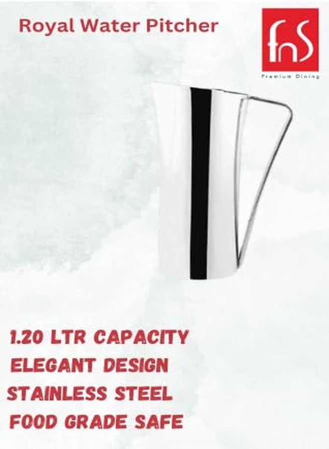 FNS Royal Stainless Steel Water Jug/Pitcher with Lid, 1.20 LTR, Silver, Contemporary & Sleek Design, Durable, Easy to Clean, Ideal for Home & Office Use, 1 Piece - Image 3