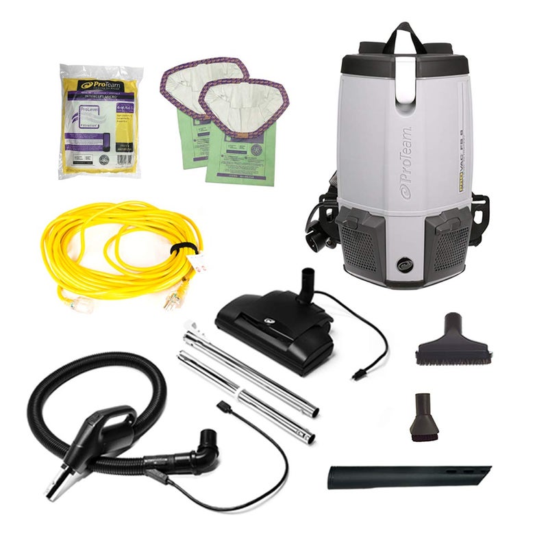 ProTeam ProTeam ProVac FS 6 Commercial Backpack Vacuum with Power Nozzle Tool Kit 6 Quart Gray  - Image 1