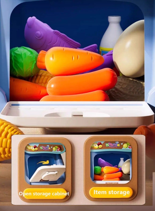 Kitchen Pretend Toy Set,34PCS Set,Kids Mini Kitchen Toys Simulation Cooking Set With Sound, Light And Music The Stove Can Be Rotated Can Dispense Water,With Kitchenware And Fruit Model For Girl And - Image 4