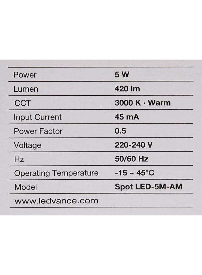 OSRAM LEDVANCE LED 5W MR16 ECO SPOT LIGHT WARM WHITE - Image 3