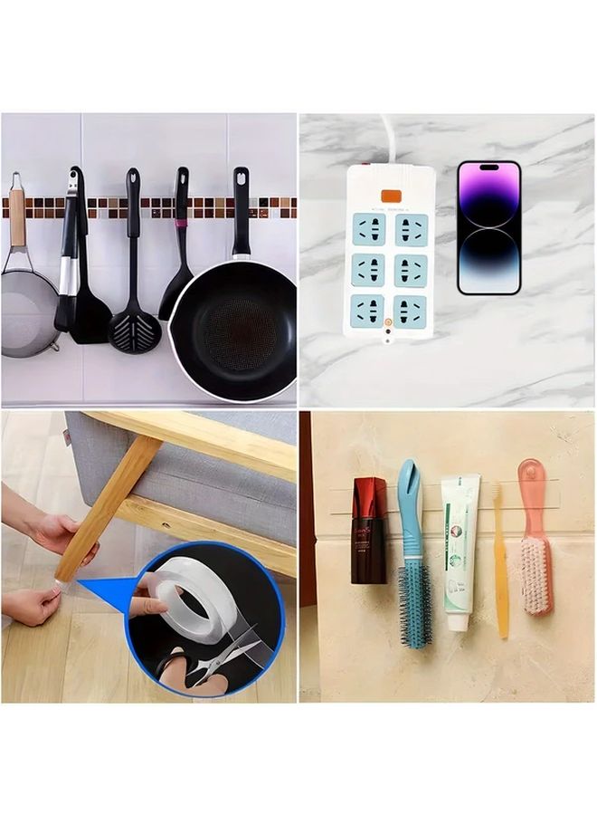 شريط لاصق مزدوج الجوانب 2 لفة 196.8 بوصة قابل لإعادة الاستخدام قابل للغسل بدون بقايا مقاوم للماء - Image 5