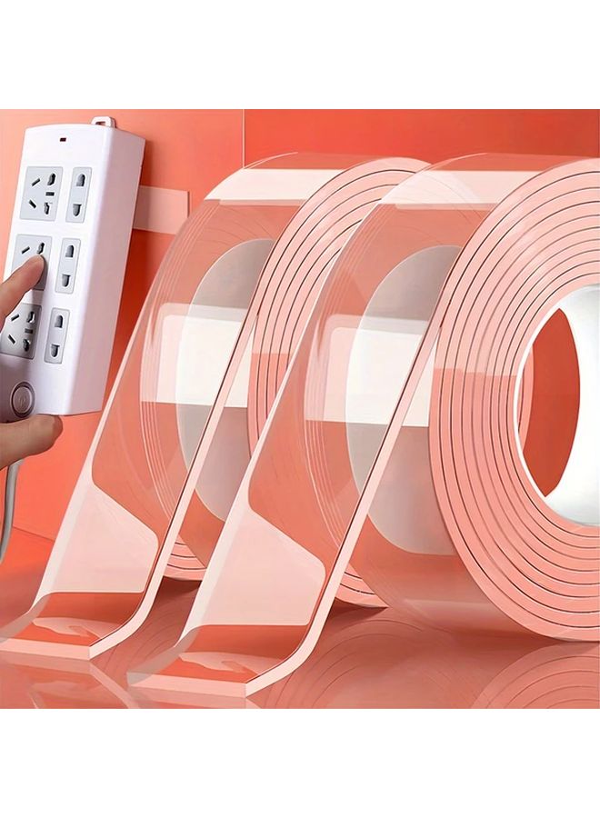 شريط لاصق مزدوج الجوانب 2 لفة 196.8 بوصة قابل لإعادة الاستخدام قابل للغسل بدون بقايا مقاوم للماء - Image 3