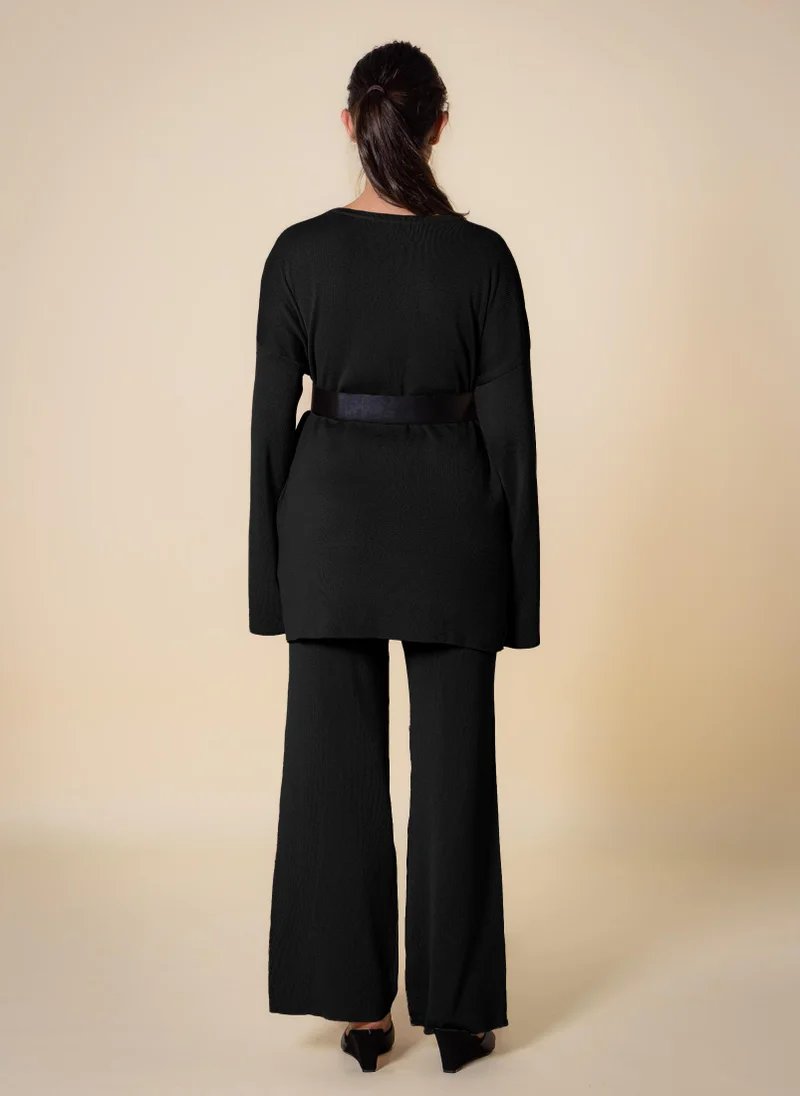 Shapes Black BELTED SWEATER SET for Women | Best Price UAE