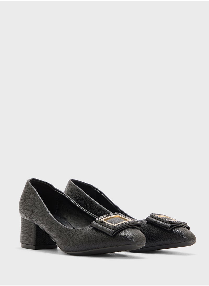 Pink Step Low Block Heeled Pump  - Image 4