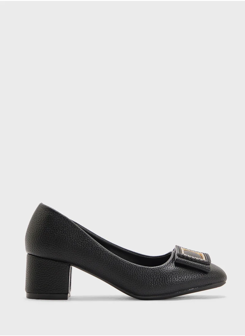 Pink Step Low Block Heeled Pump
