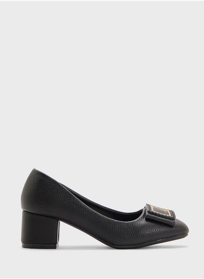 Pink Step Low Block Heeled Pump  - Image 1