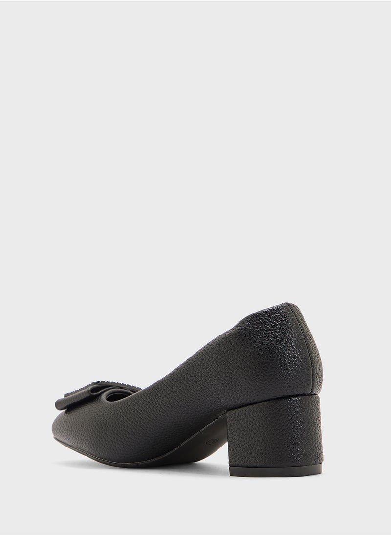 Pink Step Low Block Heeled Pump  - Image 3