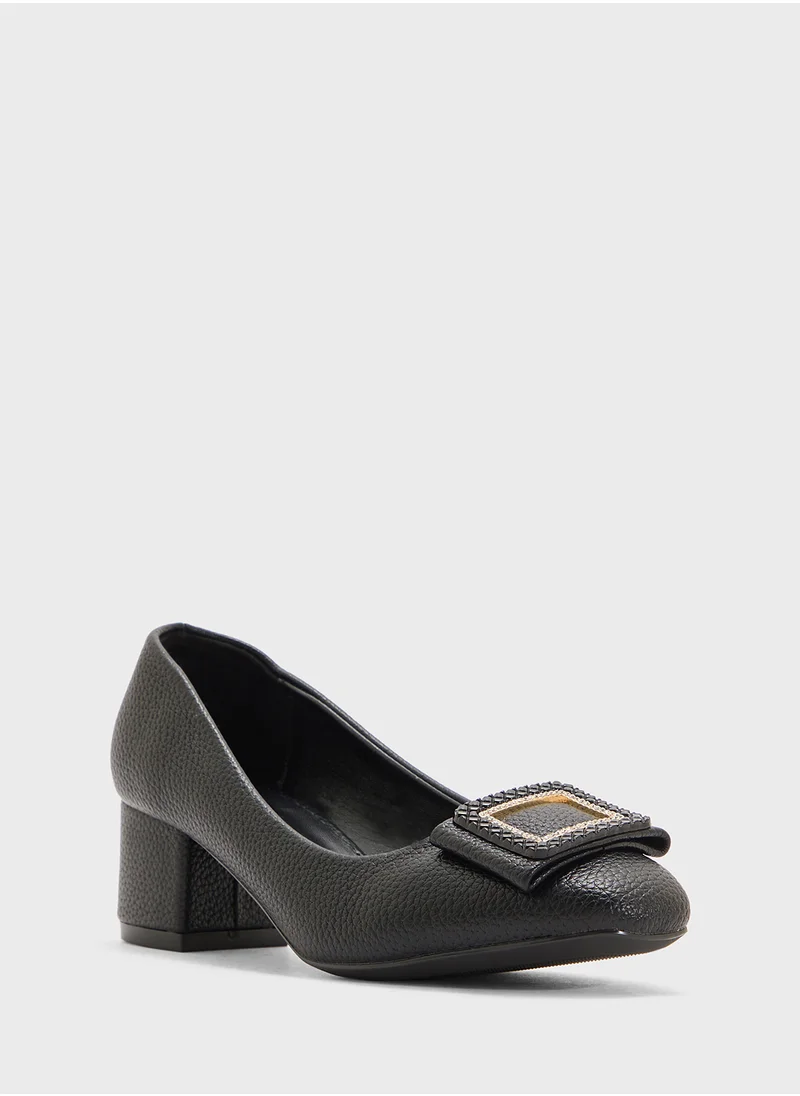 Pink Step Low Block Heeled Pump