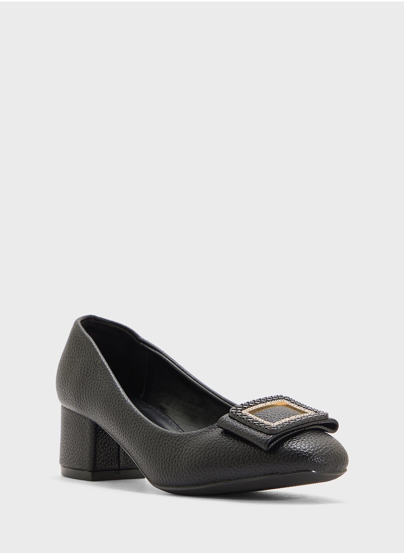 Pink Step Low Block Heeled Pump  - Image 2