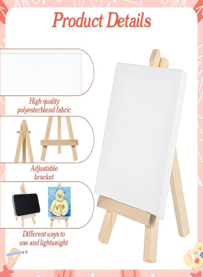 Prescent 2 pc Mini Canvas and Foldable Easel Set 4 x 4 Inch Size Small Tabletop Wooden Display Stand and Canvas Panels for Artist, Students, Adults, Kids Painting (Pack of 2) - Image 4
