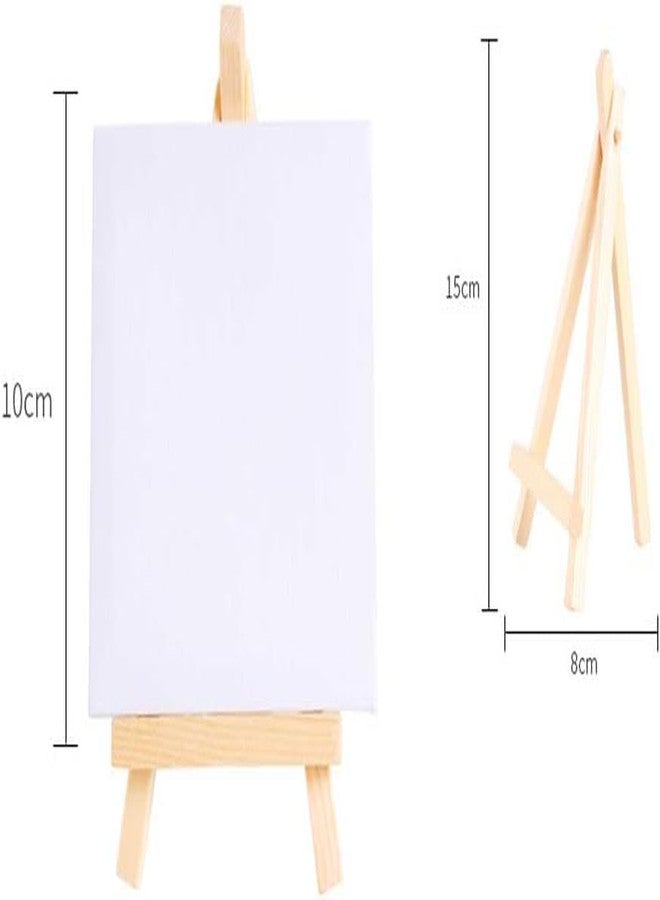 Prescent 2 pc Mini Canvas and Foldable Easel Set 4 x 4 Inch Size Small Tabletop Wooden Display Stand and Canvas Panels for Artist, Students, Adults, Kids Painting (Pack of 2) - Image 5