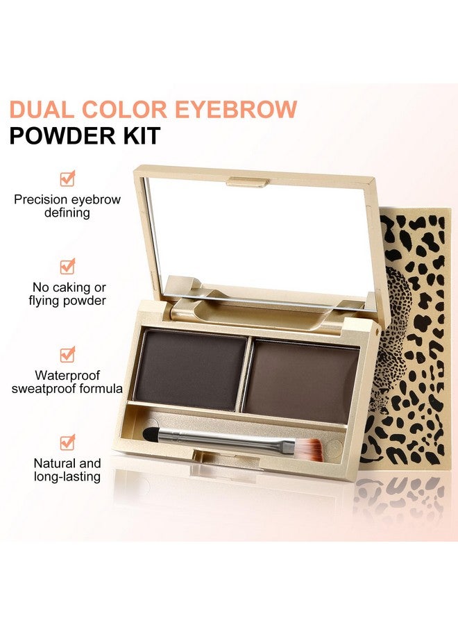 بوبين مجموعة بودرة الحواجب من بوبين، لوحة مكياج حواجب مقاومة للماء بلونين لتحديد وملء الحواجب، بودرة لون الحواجب وشكلها الطبيعي - مع فرشاة مرآة - Image 2