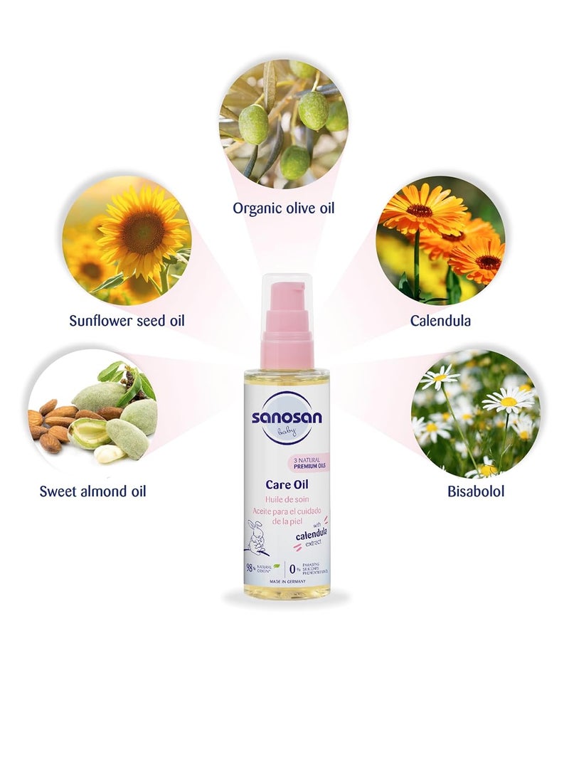 sanosan زيت العناية بالرضع من سانوسان | مع زيت اللوز، زيت الزيتون العضوي وزيت بذور عباد الشمس | قابل للتحلل - 100 مل - Image 2