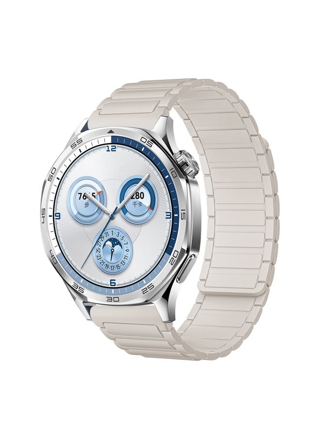 Suitable For Huawei Gt5 Gt422Mm Watch Strap Watch4567 Armor Style I-Shaped Three-Bead Silicone Magnetic Watch Strap 
