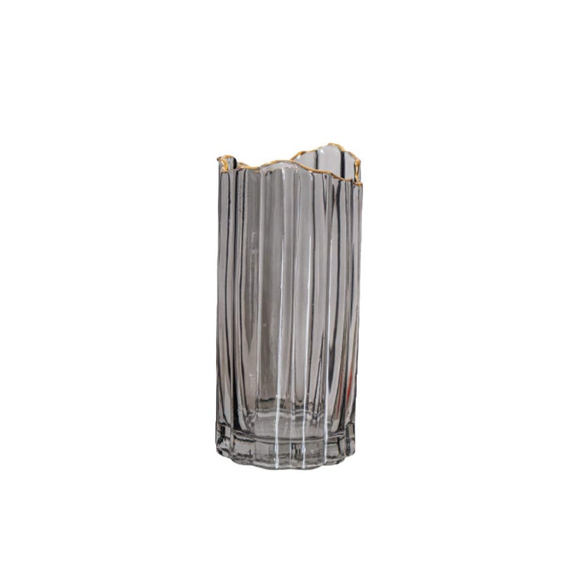 PEPAXON Heavy Glass Vase for Flower Tall Vase Cylinder Vase Tabletop Decoration Grey 3.9"" L x 3.9"" W x 9.8"" H - Image 1