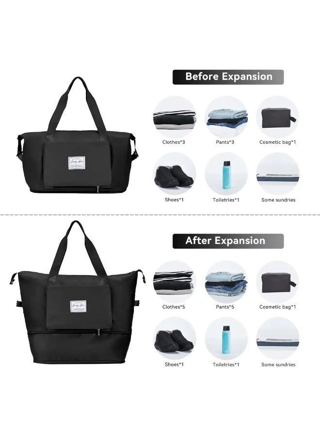 شنطة سفر دفل لون هوكر مقاومة للماء بفصل بين المبلل والجاف، سعة كبيرة - أسود - Image 2