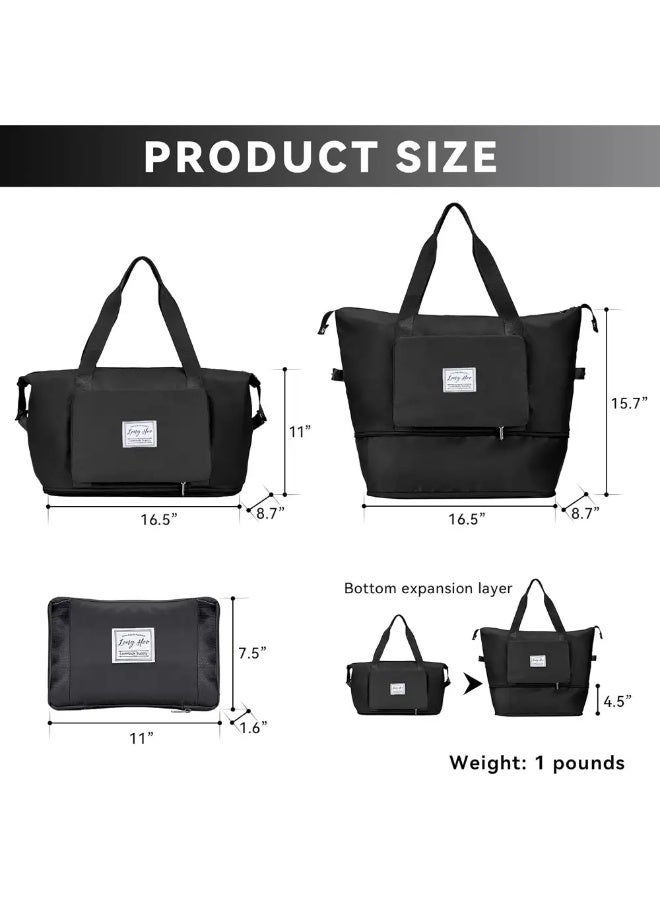 شنطة سفر دفل لون هوكر مقاومة للماء بفصل بين المبلل والجاف، سعة كبيرة - أسود - Image 1