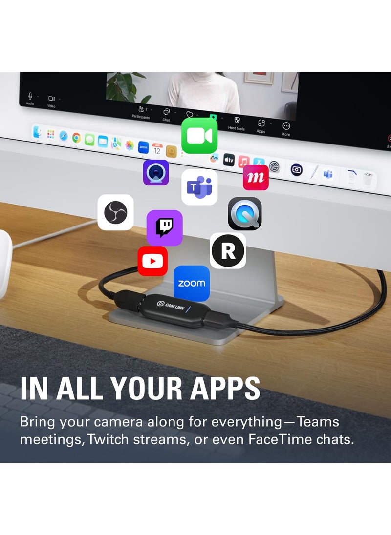 elgato Elgato Cam Link 4K – External Capture Card for DSLR & Camcorder, ActionCam as Webcam, Meet/Stream/Record in 1080p60 or 4K30/4K60, Easy Connect for OBS/Zoom/Discord – HDMI to USB 3.0, PC/Mac/iPad  - Image 5