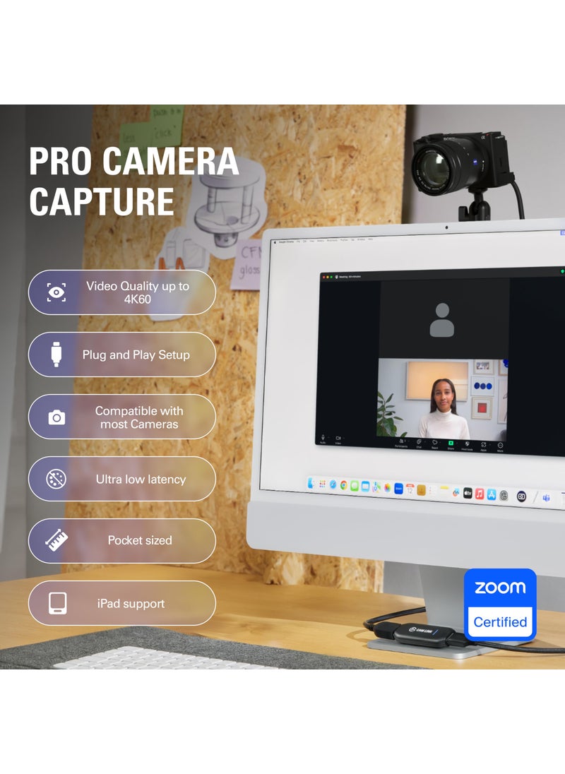 elgato Elgato Cam Link 4K – External Capture Card for DSLR & Camcorder, ActionCam as Webcam, Meet/Stream/Record in 1080p60 or 4K30/4K60, Easy Connect for OBS/Zoom/Discord – HDMI to USB 3.0, PC/Mac/iPad  - Image 2